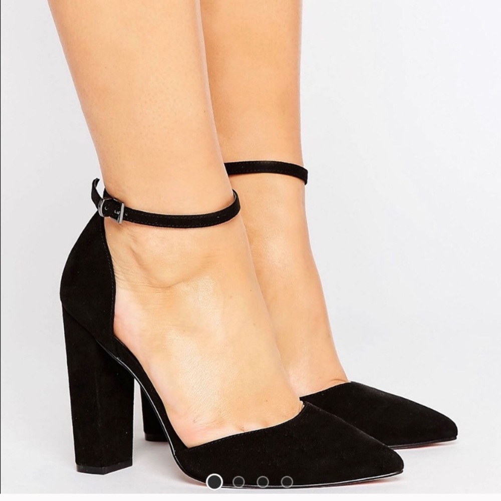 ASOS Pointed Black High Heels with Ankle Strap